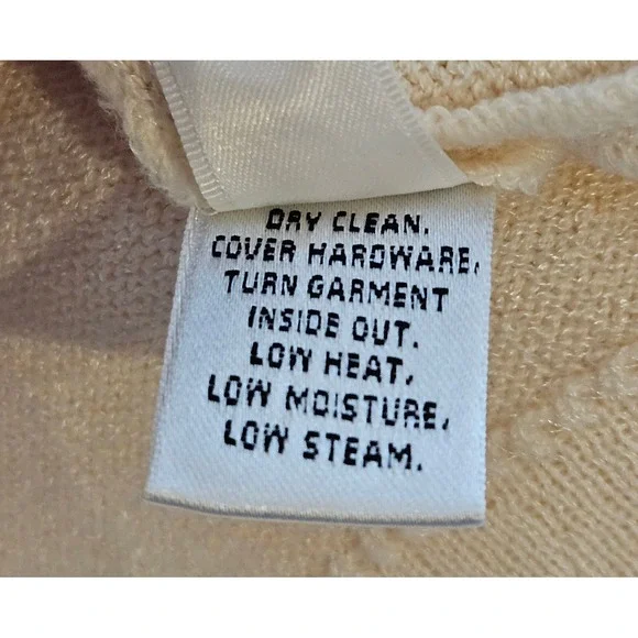 St. John Collection Wool Blend Knit Studded Career Ivory Neutral Cardigan Size 6